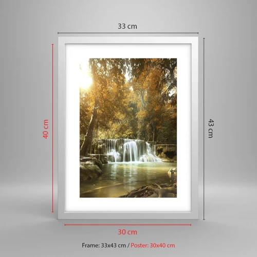 Poster in een witte lijst - Park cascade - 30x40 cm