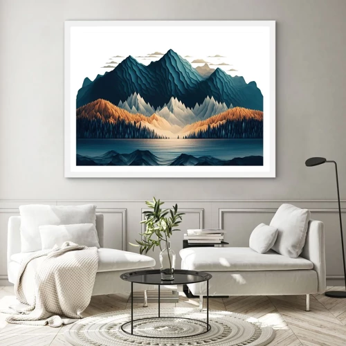 Poster in een witte lijst - Perfect berglandschap - 50x40 cm