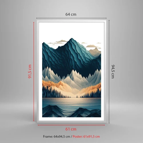 Poster in een witte lijst - Perfect berglandschap - 61x91 cm