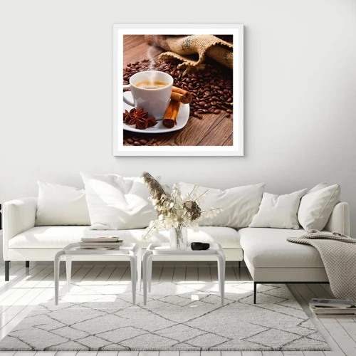 Poster in een witte lijst - Pittige smaak en aroma - 60x60 cm