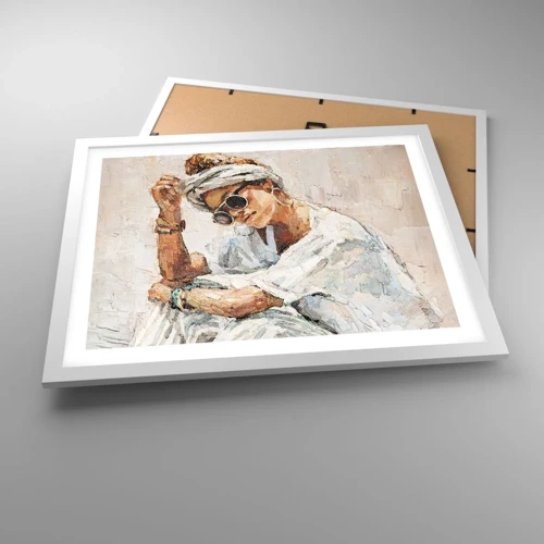 Poster in een witte lijst - Portret in de volle zon - 50x40 cm