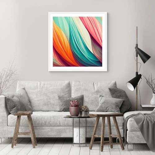 Poster in een witte lijst - Regenboog geweven - 30x30 cm