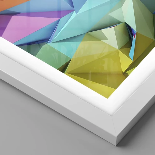 Poster in een witte lijst - Regenboog origami - 30x30 cm