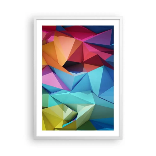 Poster in een witte lijst - Regenboog origami - 50x70 cm
