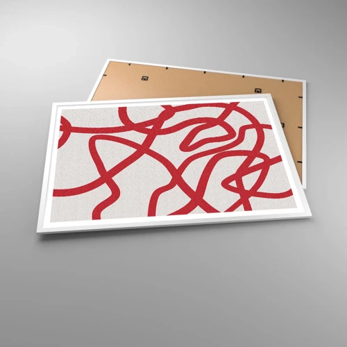 Poster in een witte lijst - Rood op wit - 100x70 cm