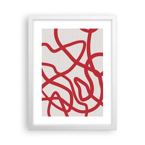 Poster in een witte lijst - Rood op wit - 30x40 cm