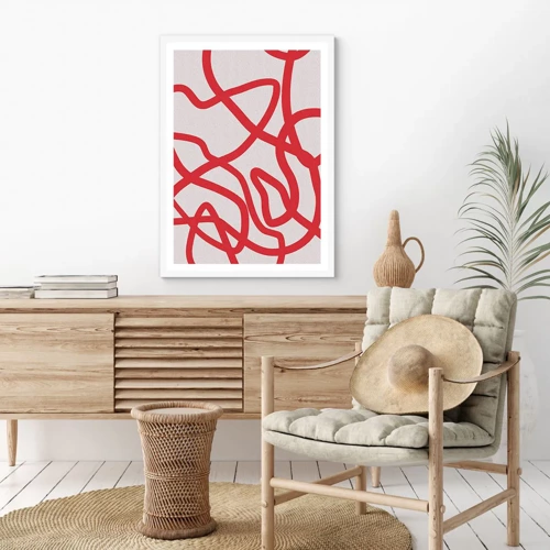 Poster in een witte lijst - Rood op wit - 40x50 cm