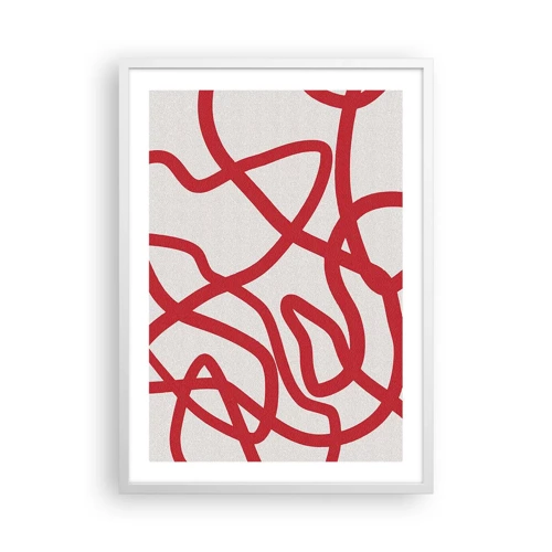 Poster in een witte lijst - Rood op wit - 50x70 cm