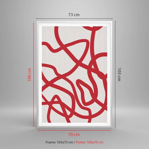 Poster in een witte lijst - Rood op wit - 70x100 cm