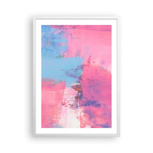 Poster in een witte lijst - Roze, blauw en een vleugje licht - 50x70 cm