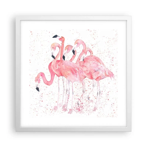 Poster in een witte lijst - Roze ensemble - 40x40 cm