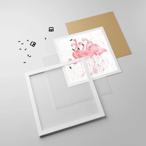Poster in een witte lijst - Roze ensemble - 50x50 cm
