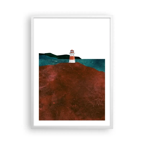 Poster in een witte lijst - Starend naar de zee - 50x70 cm