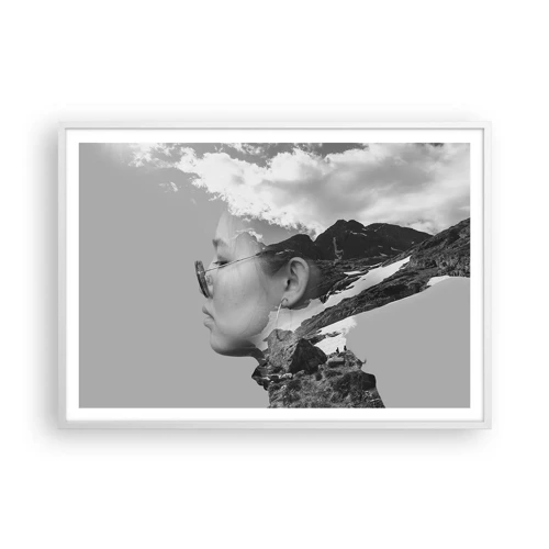 Poster in een witte lijst - Top en bewolkt portret - 100x70 cm