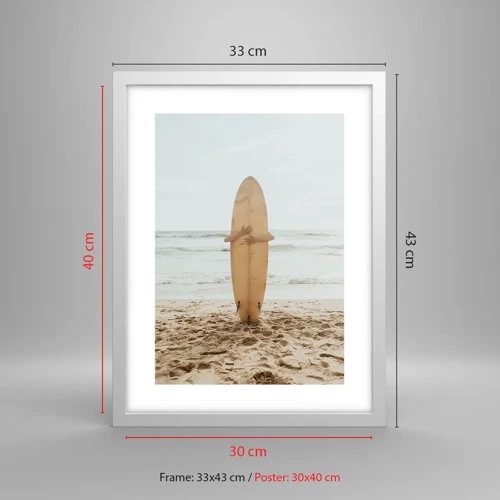 Poster in een witte lijst - Uit liefde voor golven - 30x40 cm