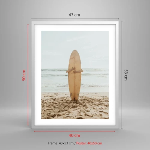 Poster in een witte lijst - Uit liefde voor golven - 40x50 cm