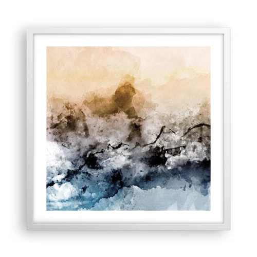 Poster in een witte lijst - Verdronken in een wolk van mist - 50x50 cm