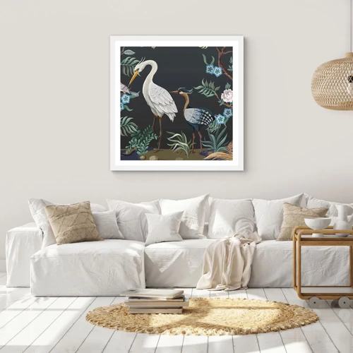 Poster in een witte lijst - Vogelparade - 40x40 cm