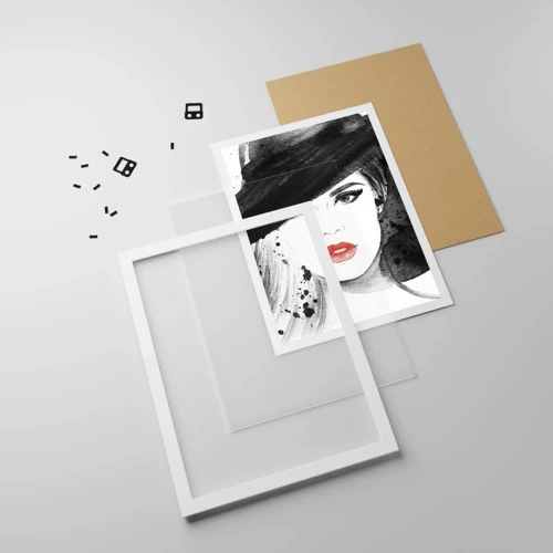 Poster in een witte lijst - Vrouw in het zwart - 30x40 cm