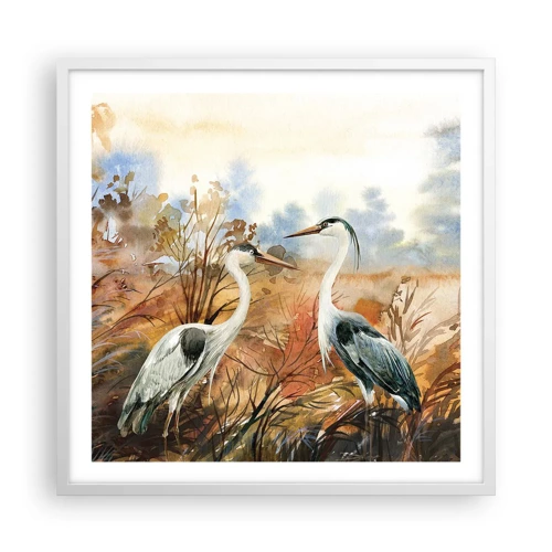 Poster in een witte lijst - Waarheen in de herfst? - 60x60 cm