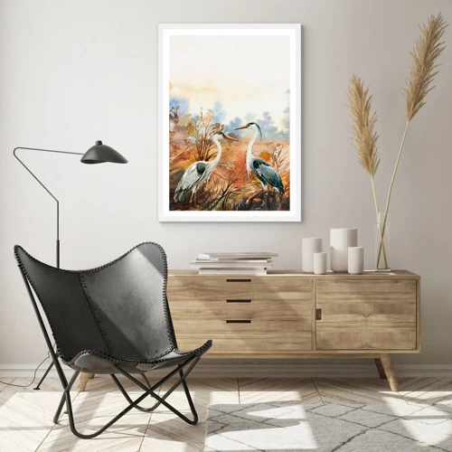 Poster in een witte lijst - Waarheen in de herfst? - 70x100 cm