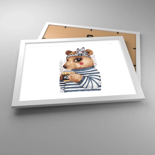 Poster in een witte lijst - Zoete beer - 40x30 cm
