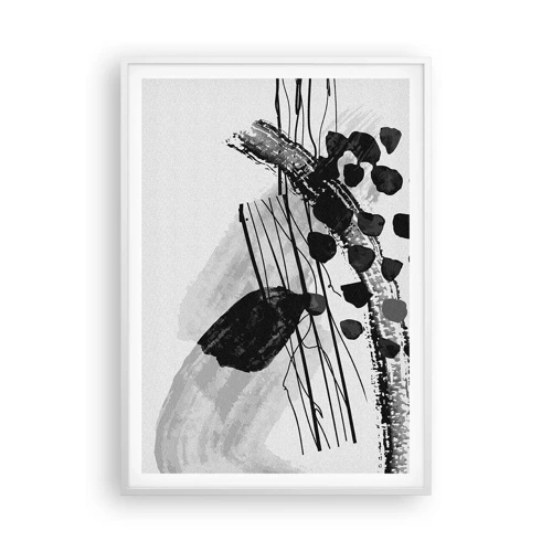 Poster in een witte lijst - Zwart-wit organische abstractie - 70x100 cm