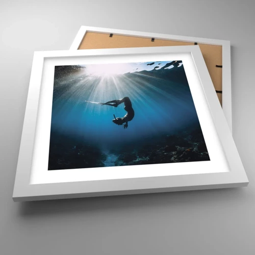 Poster in een witte lijst - onderwaterdans - 30x30 cm