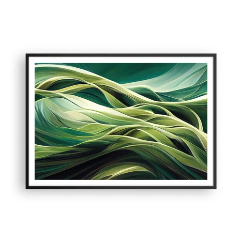 Poster in een zwarte lijst - Abstract groen spel - 100x70 cm