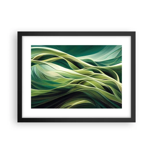 Poster in een zwarte lijst - Abstract groen spel - 40x30 cm