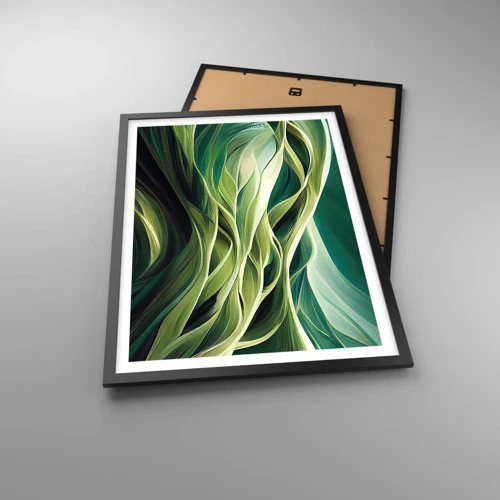 Poster in een zwarte lijst - Abstract groen spel - 50x70 cm