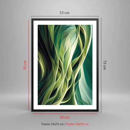 Poster in een zwarte lijst - Abstract groen spel - 50x70 cm