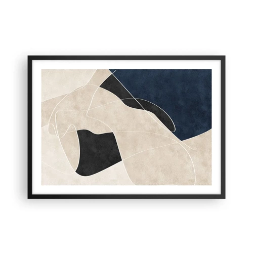 Poster in een zwarte lijst - Abstracte compositie – kleurcontrast - 70x50 cm