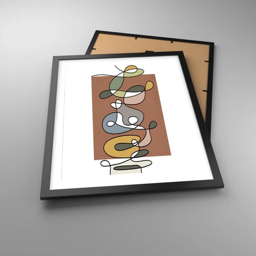 Poster in een zwarte lijst - Abstractie die het glimlachen waard is - 40x50 cm