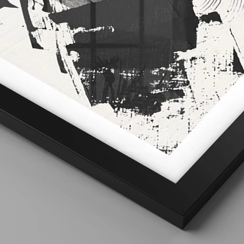 Poster in een zwarte lijst - Abstractie – expressie van zwart - 30x30 cm