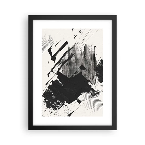 Poster in een zwarte lijst - Abstractie – expressie van zwart - 30x40 cm