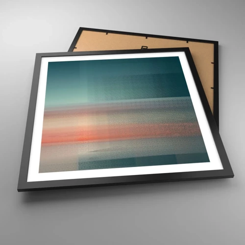 Poster in een zwarte lijst - Abstractie: golven van licht - 50x50 cm