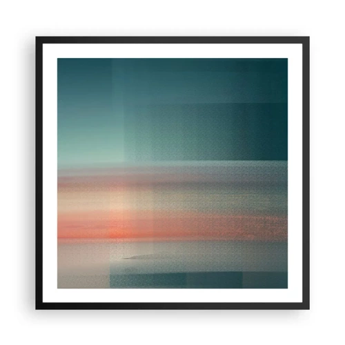 Poster in een zwarte lijst - Abstractie: golven van licht - 60x60 cm