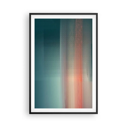 Poster in een zwarte lijst - Abstractie: golven van licht - 61x91 cm