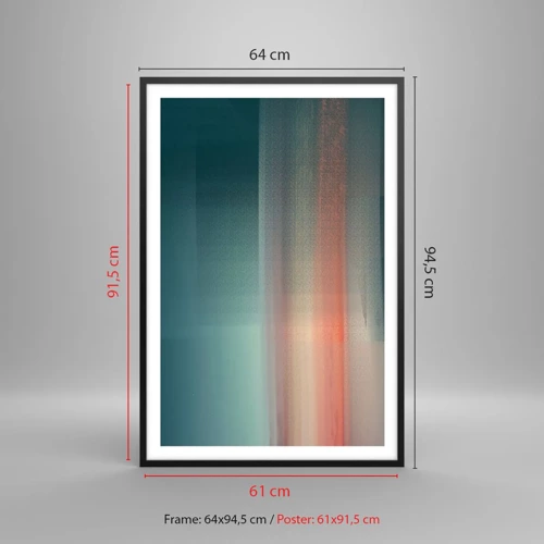 Poster in een zwarte lijst - Abstractie: golven van licht - 61x91 cm