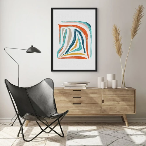 Poster in een zwarte lijst - Abstractie met een vriendelijke glimlach - 50x70 cm