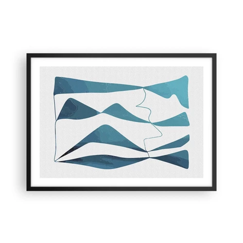 Poster in een zwarte lijst - Abstractie: turquoise verbinding - 70x50 cm