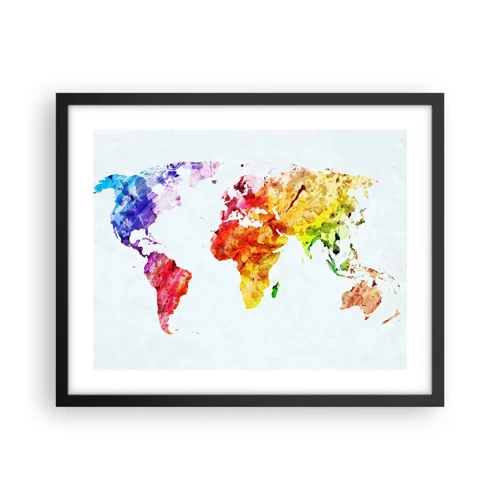 Poster in een zwarte lijst - Alle kleuren van de wereld - 50x40 cm