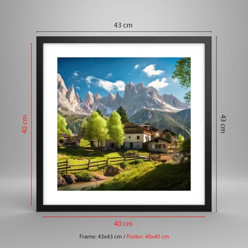 Poster in een zwarte lijst - Alpine idylle - 40x40 cm