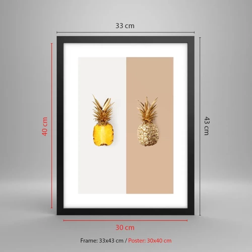 Poster in een zwarte lijst - Ananas voor ons - 30x40 cm