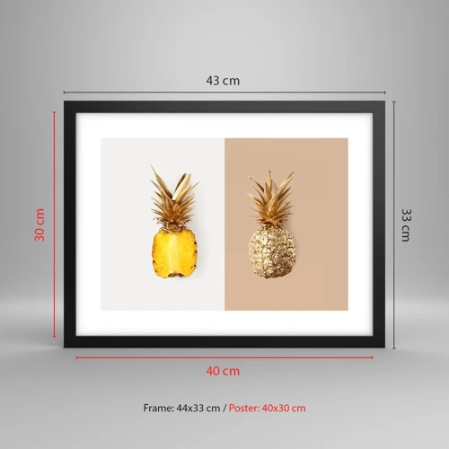 Poster in een zwarte lijst - Ananas voor ons - 40x30 cm