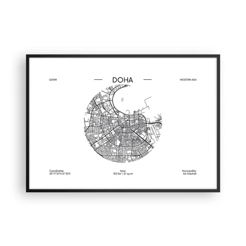 Poster in een zwarte lijst - Anatomie van Doha - 100x70 cm