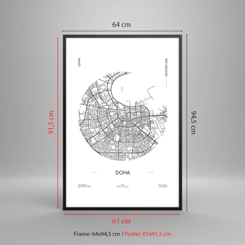 Poster in een zwarte lijst - Anatomie van Doha - 61x91 cm