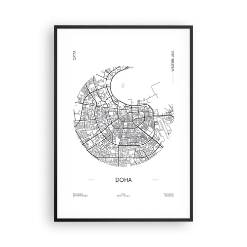 Poster in een zwarte lijst - Anatomie van Doha - 70x100 cm