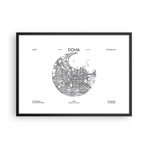 Poster in een zwarte lijst - Anatomie van Doha - 70x50 cm